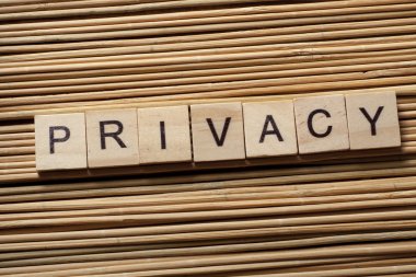 Ahşap abc blok üzerinde yazılmış gizlilik kelime