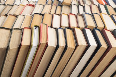 Beyaz arka plan üzerinde kitap yığını. Eğitim kavramı. Okula dönüş.