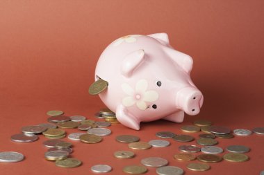 Kaydetme para kavramı, çok sayıda sikke ve kumbara.