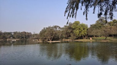 Nehir ve göleti olan güzel bir manzara.
