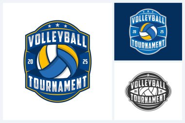 Volleyball logo design vector template, Volleyball Tournament Sport Emblem Logos, volleyball team emblem logo design vector illustration