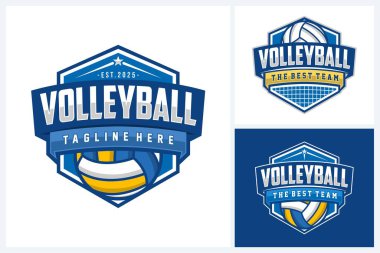 Volleyball logo design vector template, Volleyball Tournament Sport Emblem Logos, volleyball team emblem logo design vector illustration