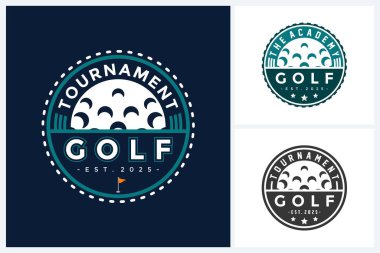 Golf logosu spor tasarım şablonu, Golf logosu turnuvası ve akademi amblemleri, Ball ile golf logosu tasarım vektör çizimi