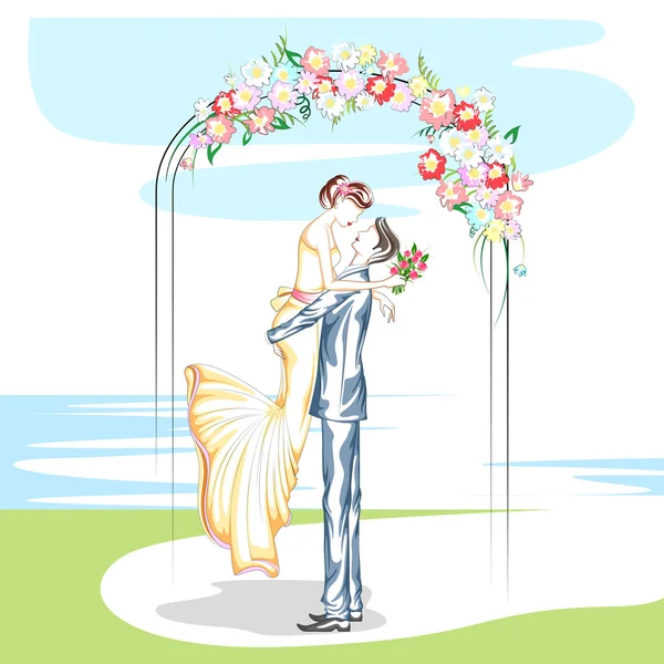 Nádherný pár svatební obřad — Stockový vektor