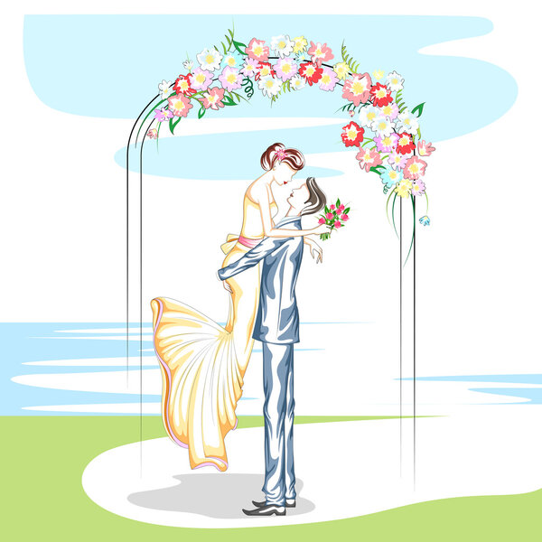 Beautiful couple in wedding ceremony