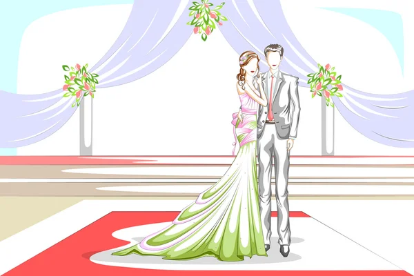 結婚式での美しいカップル — ストックベクタ