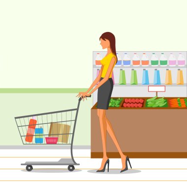 Güzel kadın alışveriş bakkal