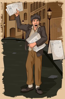 Retro man selling newspaper clipart