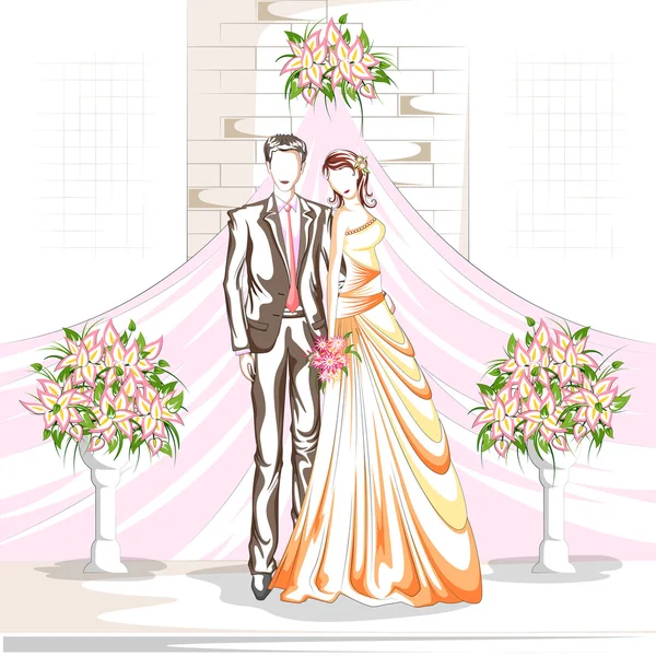 結婚式での美しいカップル — ストックベクタ