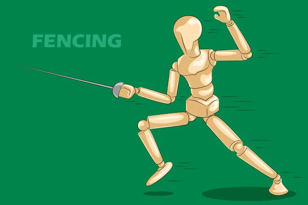 Concept of Fencing with wooden human mannequin — Stock Vector