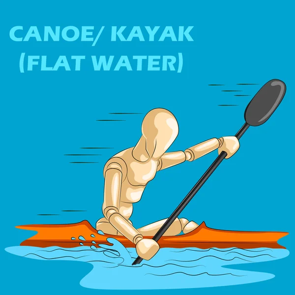 Concepto de Canoa o Kayak con maniquí humano de madera — Vector de stock