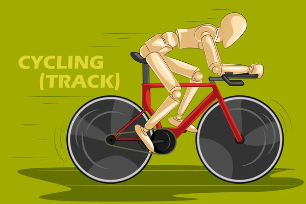 Concepto de Ciclismo con Maniquí humano de madera — Vector de stock