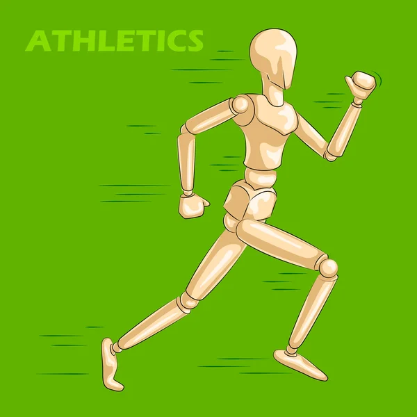 Έννοια του αθλητή με ξύλινα μανεκέν ανθρώπινη — Διανυσματικό Αρχείο