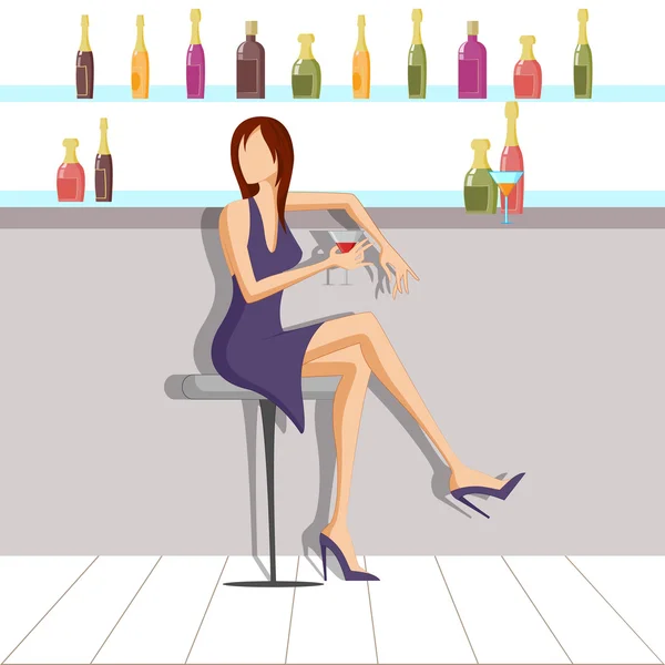 Belle femme appréciant boire au bar — Image vectorielle