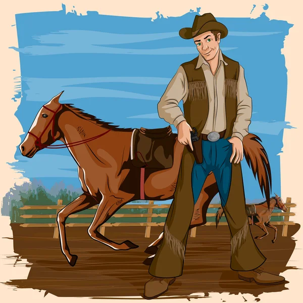 Retro muž v horse ranch — Stockový vektor