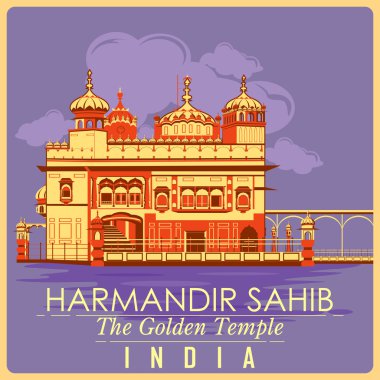Amritsar ünlü anıt Hindistan altın Tapınağı VINTAGE poster