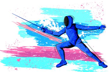 Concept of sportsman playing Fencing clipart