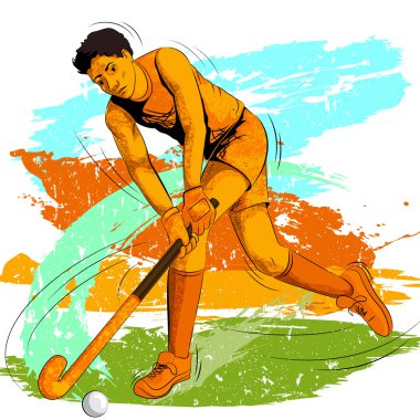 Çim hokeyi oynayan sporcu kavramını