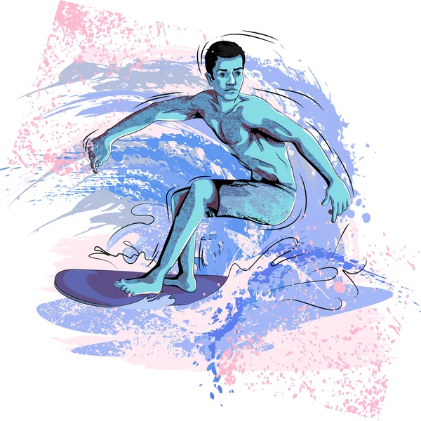 Концепція серфінгу на хвилі — стоковий вектор
