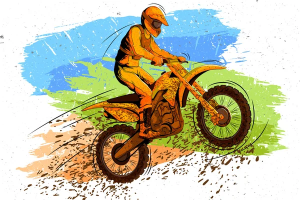 Concept of sportsman doing Motorcross — Stock Vector