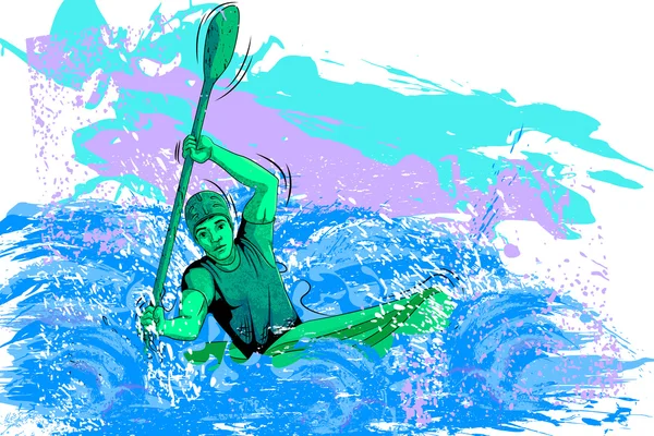 Концепція спортсмен веслування каное або каяк — стоковий вектор