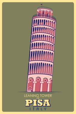 VINTAGE poster Leaning Tower of Pisa ünlü anıt initaly