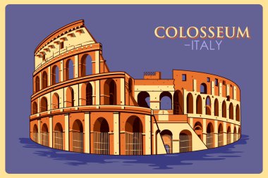 İtalya Roma ünlü anıt Colosseum VINTAGE poster