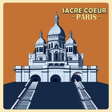 Sacre Coeur VINTAGE poster Paris ünlü anıt infrance içinde