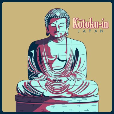 Kotoku-in ünlü anıt Japonya VINTAGE poster