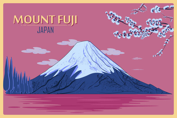 Vintage poster of Mount Fuji in Tokyo, Japan