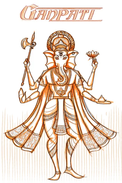 Индийский бог Ганпати в подозрительном виде — стоковый вектор