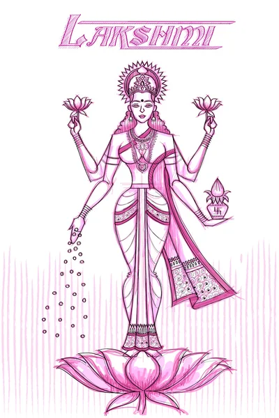 Indian Goddess Lakshmi in sketchy look — Stock Vector