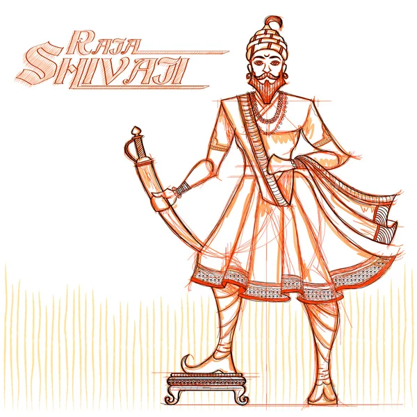 Indischer Raja Shivaji im skizzenhaften Look — Stockvektor