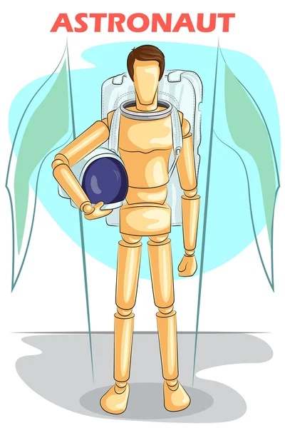 Wooden human mannequin Astronaut — Stock Vector