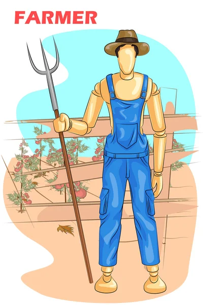 Manequim humano de madeira Farmer — Vetor de Stock