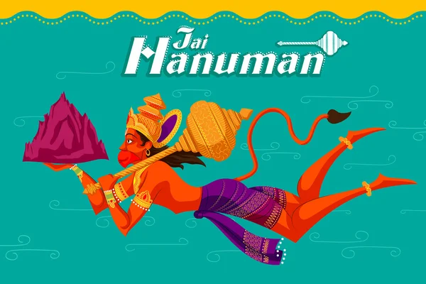 Indischer Gott Hanuman mit Berg — Stockvektor