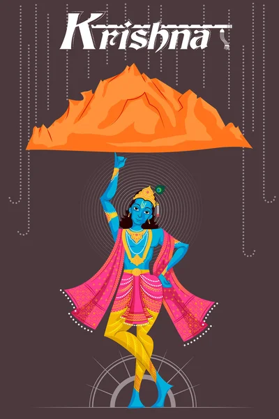 Indiase God Krishna hijs berg — Stockvector