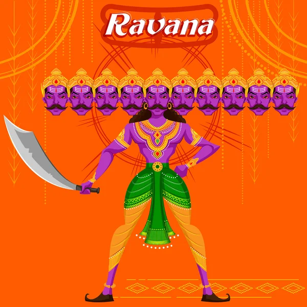 Dios indio Ravana con espada — Vector de stock