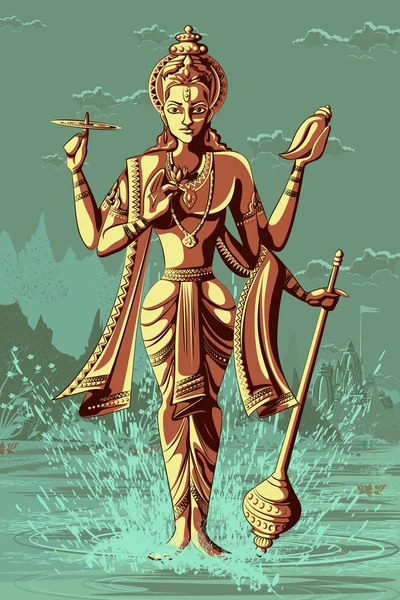 インド神ビシュヌ神の祝福を与える — ストックベクタ