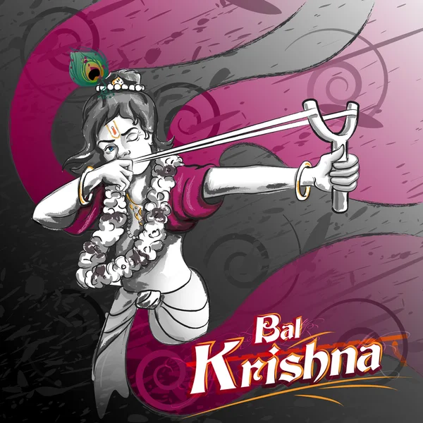 Día de fiesta del festival del Señor Krishna Dios Indio Janmashtami — Vector de stock