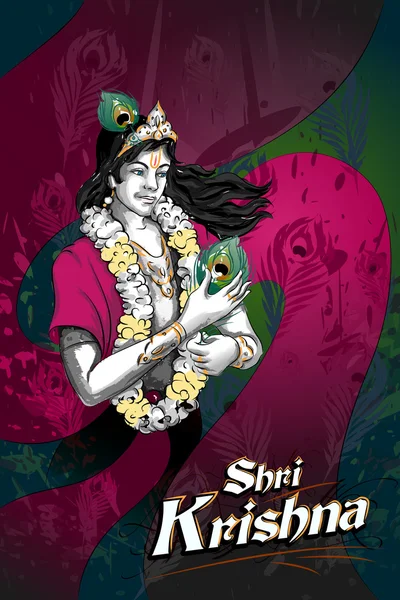 Lord Krishna indiai Isten Janmashtami fesztivál holiday — Stock Vector