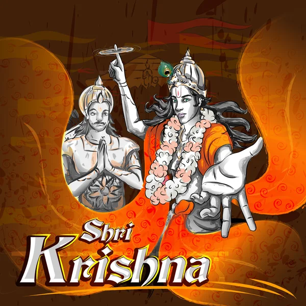 Lord Krishna Indian God Janmashtami festival holiday — Stock Vector