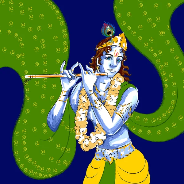 Día de fiesta del festival del Señor Krishna Dios Indio Janmashtami — Vector de stock