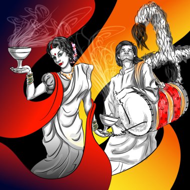 Mutluluk Durga Puja festival Hindistan tatil arka plan