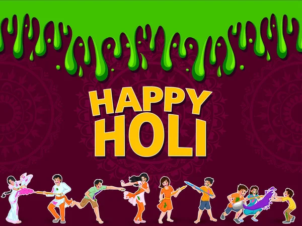 Feliz festival Holi de cores de fundo para férias da Índia —  Vetores de Stock