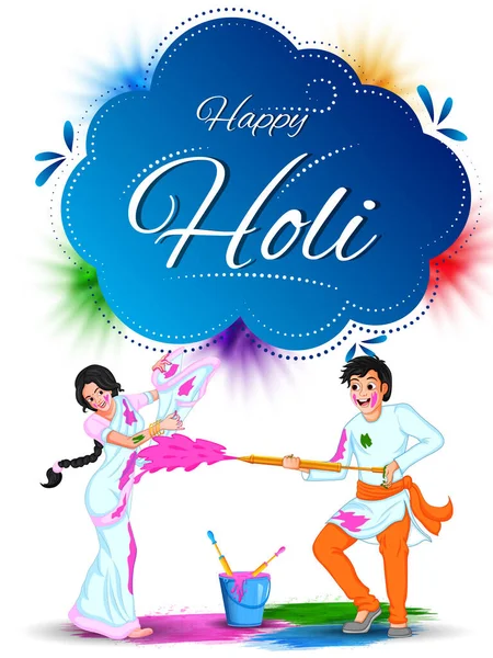 Happy Holi festival de couleurs fond pour les vacances de l'Inde — Image vectorielle