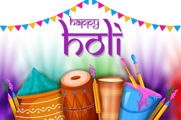 Happy Holi φεστιβάλ χρωμάτων φόντο για τις διακοπές της Ινδίας — Διανυσματικό Αρχείο