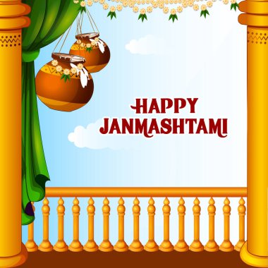 Mutlu Krishna Janmashtami bayramı. Vektör illüstrasyonu