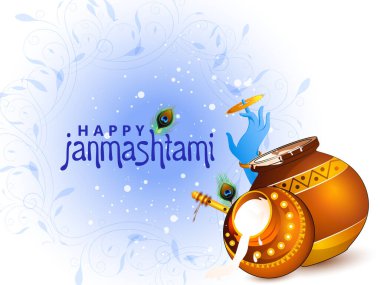 Mutlu Krishna Janmashtami bayramı. Vektör illüstrasyonu