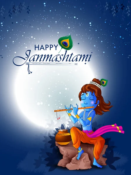 Gelukkig Krishna Janmashtami festival India vakantie. Vectorillustratie — Stockvector
